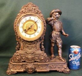 Antique Waterbury Figural Vidette Clock W/key, Time & Strike, Working, 12' X 5'X 13'H  (194)
