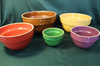 New Set Of 5 Nesting Ceramic Bowls - Dishwasher & Microwave Safe, (7.5', 8.5', 10.5' & 12')  (19)