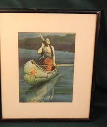 Antique Framed Indian Maiden Print, 10x12'H  (1)