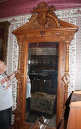Very Large BW Rococo Heavily Carved Hall Tree W/cI Drip Pans, Secret Compartment & Hooks, Ca 1880  (201)