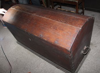 Oak Dome Top Blanket Chest, Ca. 1860, Hand Wrought Hardware, 50x24x27'   (207)
