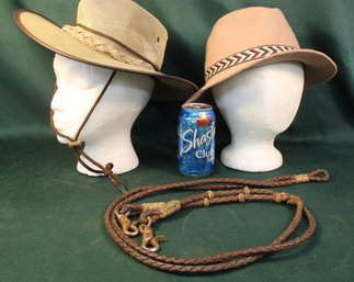 Barmah Australian Hat (M) & Wool, World Market Hat & Braided Leather Double Strap, 46' Long  (20)