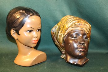 2 Vintage  Cast Head Busts ,8'h  -  One Is A Wall Hanger   (21)