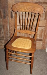 Oak Spindled Side Chair W/caned  Seat & Hip Rests, Ca. 1890  (222)