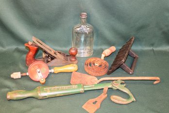 Antique Tools - Shelton Plane, Greeenlee Nail Puller #515, Drill And More