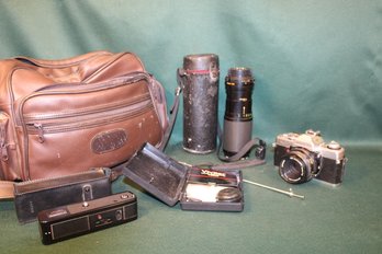 Minolta Camera, Hoya 55mm Lens In Case, Minolta Auto Winder, Vivitar Lens Cleaner & Carring Case  (225)