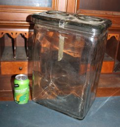 Large 'exide' Battery Acid Jar, Embossed, Lidded, 1945,10x7x15'H  (225)