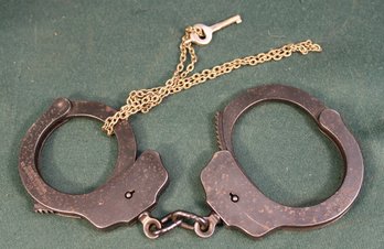 Antique Pair Handcuffs W/ Key  - Peerless Hand Cuff Co., Springfield, Mass. (227)