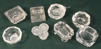 Antique 8 Individual Clear Glass Salts  (230)
