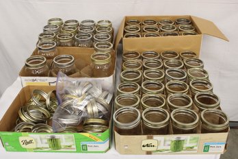 29 Wide Mouth Quart & 24 Wide Mouth Pint Kerr Mason Canning Jars W/extra Lids   (233)