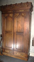 Antique BW 2 Door & 2 Drawer Armoire On Double Wheel Castors, Ca. 1880, 48x19x90   (233)