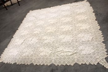 Antique Crocheted Tablecloth/ Bed Spread, 87'x 81'(235)