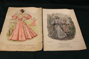 Antique 2 Fashion Prints, 11'x 15', One Marked 1895   (236)