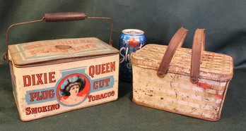 2 Antique Dixie Queen Tobacco Tins - 8x5x4' & 7.5x5x4'  (238)