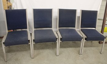 Set Of 4 Stacking And Side  Linked Upholstered Metal Frame Chairs  (241)