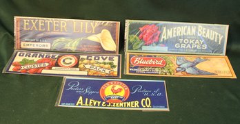 Antique 5 Fruit Labels - Backed And Shrink Wrapped  (248)