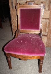 Upholstered BW Carved  Victorian Slipper Chair, Ca. 1880 (249)