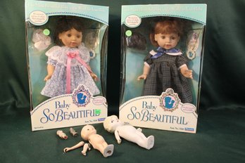 2 'Playmates' Baby Dolls In Box, 13'H & Japan China Doll W/moveable Arms  (24)