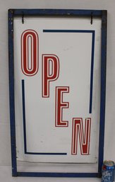 Double Sided 'Open' Sign Hanging In Metal Frame 18.5' X 33'  (255)