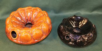 2 Antique Glazed Ceramic Spittoons, 7' & 9'D  (255)