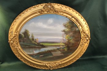 Antique Fancy Framed Pastel, 26'x 22'H, Frame Has A Mar As Shown    (25)