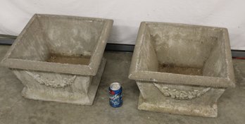 Antique Matched Pair Of  Concrete Planters, 19'x 19'x 11'H  (262)