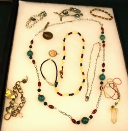 Vintage Costume Jewelry In Riker Display Case  (264)