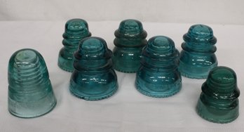 Antique Glass 7 Insulators - 5 Hemingray  & 2 Brookfield  (264)