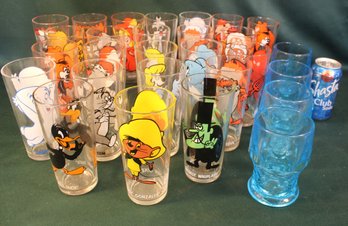 24 Pepsi Collector Series Cartoon Tumblers, 1973, 1975 & 4 Blue Tumblers  (265)