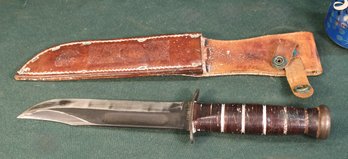 WWII Era USN Ka-bar In Sheath, 12' Long  (268)