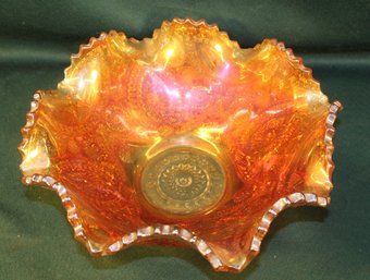 Large Marigold Carnival Glass Bowl, 11'd  (27)
