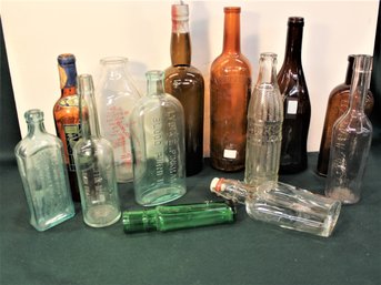 Antique 13 Old Glass Bottles   (283)
