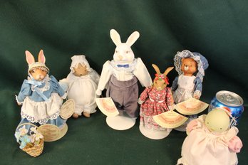6 Vintage Collectible Porcelain Animal Figurines, Some W/doll Stands   (284)