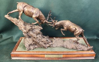 Original Sculpture 'Mountain Thunder' By D. Van Ruyckevelt Of Rocky Mountain Elk,  Franklin Mint 1991  (284)