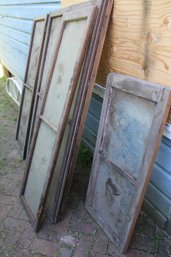 Stack Of 6 Antique Wood Framed Glass Cabinet Doors, 17x61'H  (285)