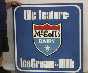 Vintage McColls Dairy One Sided 1/2' Plywood Sign, 48'x 48'  (285)