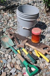 Bucket Of Garden Tools, Hand Saw  (288)