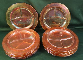 14 Carnival Marigold Glass Grill Plates, 11'D  (28)