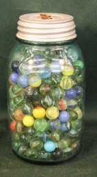 Tall Ball Mason Jar  Full Of Marbles  (290)
