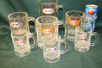 Vintage 7 A&W Root Beer Mugs - 3 Sizes   (291)