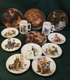 Lot Of 10 Norman Rockwell Collector Plates & 2 Rockwell Mugs  (291)