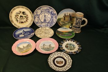 10 Vintage Souvenir Plates From US & Europe & Olympia Beer Stein, Brazil (292)