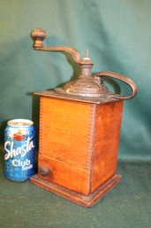 Antique Wood Table Top Coffee Grinder, 6x6x12'H  (293)