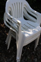 4 Plastic Outdoor Arm Chairs, Stackable  (294)