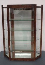 Antique Octagonal Oak  5 Shelf Wood And Glass Showcase, 24'x 11'x 33'  (294)