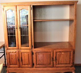 Oak Side By Side Cabinet/entertainment Center - Raised Panel W/Ball & Claw Feet, 60'x 23'x 66'H  (297)