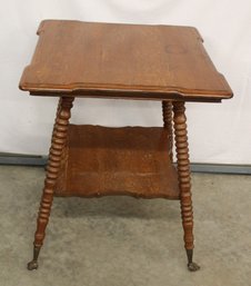 Quartersawn Oak Parlor Table  W/turned Legs & Glass Ball & Claw Feet, Circa 1900, 24'x 24'x 28'H  (303)