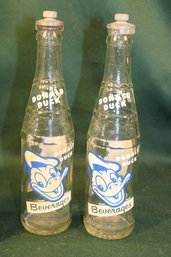 2 1953 Donald Duck Beverages W/vintage Tops Soda Bottles  (307)