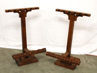 Matched Pair Of 2 Beautiful  Oak Winchester Co. Rifle Stands For 6 Rifles Each  (308)