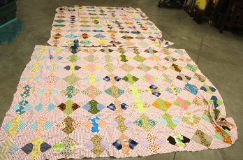 Vintage 2 Patchwork Quilt Toppers, 72'x 89'  &  78'x 81'  (308)